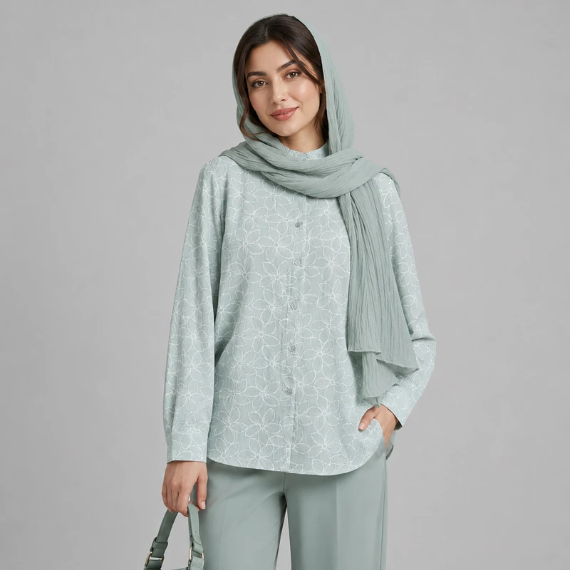 شومیز آستین بلند یقه گرد زنانه ندامد مدل 05