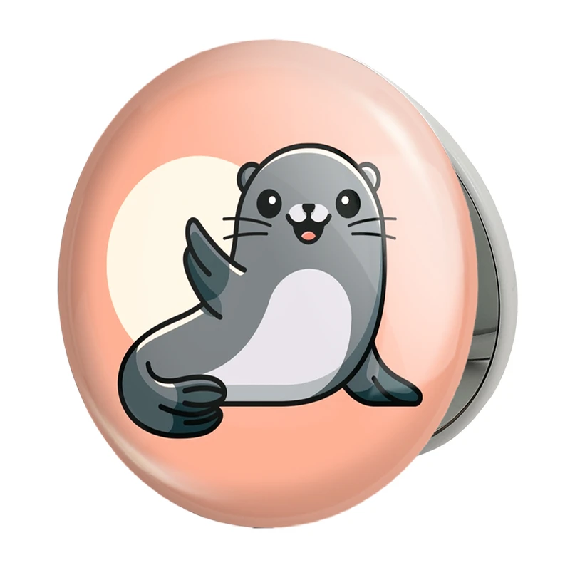 آینه جیبی خندالو طرح حیوانات آبزی شیر دریایی مدل تاشو کد 28161 