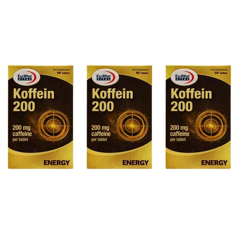قرص کافئین یوروویتال 200 میلی گرم سه بسته 60 عددی