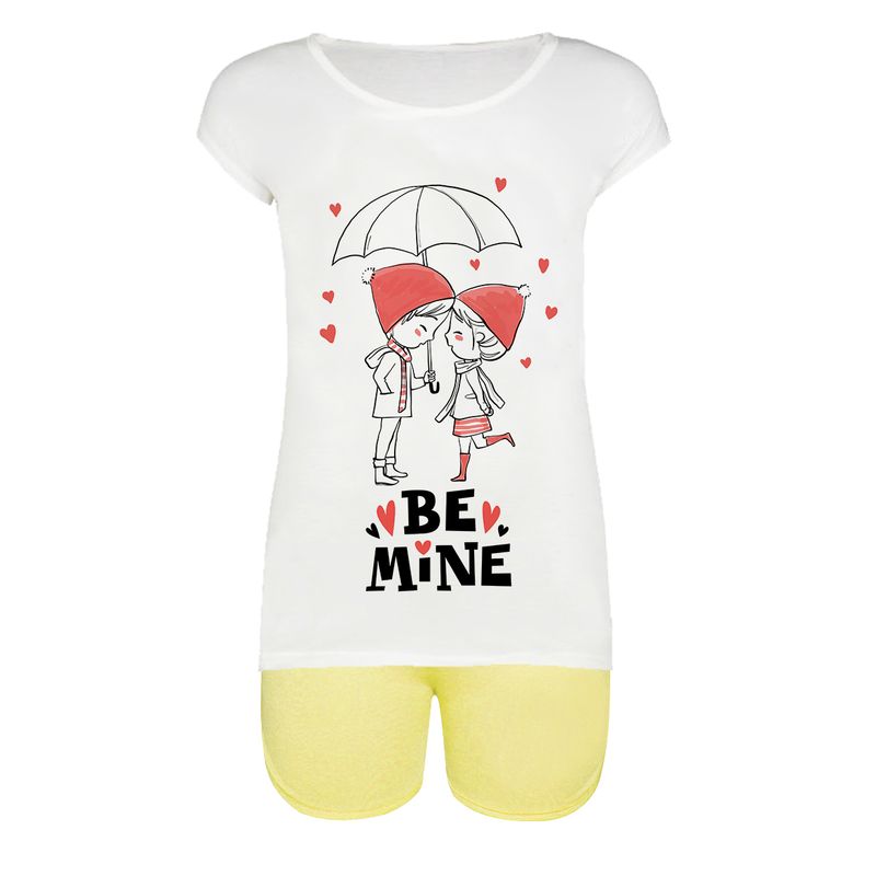 ست تیشرت و شلوارک زنانه طرح Be mine کد 02 ye