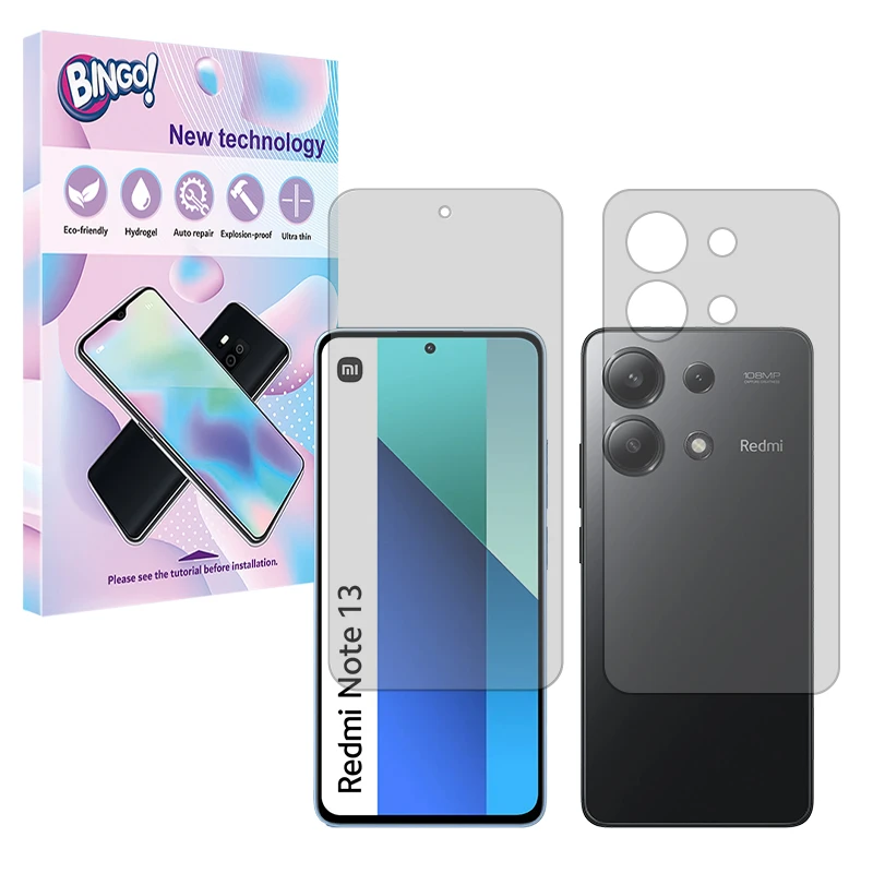 محافظ صفحه نمایش شفاف بینگو مدل Tough مناسب برای گوشی موبایل شیائومی Redmi Note 13 4G به همراه محافظ پشت گوشی