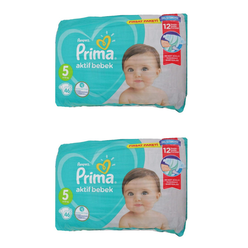 پوشک پریما مدل Aktif سایز 5 بسته 46 عددی مجموعه 2 عددی