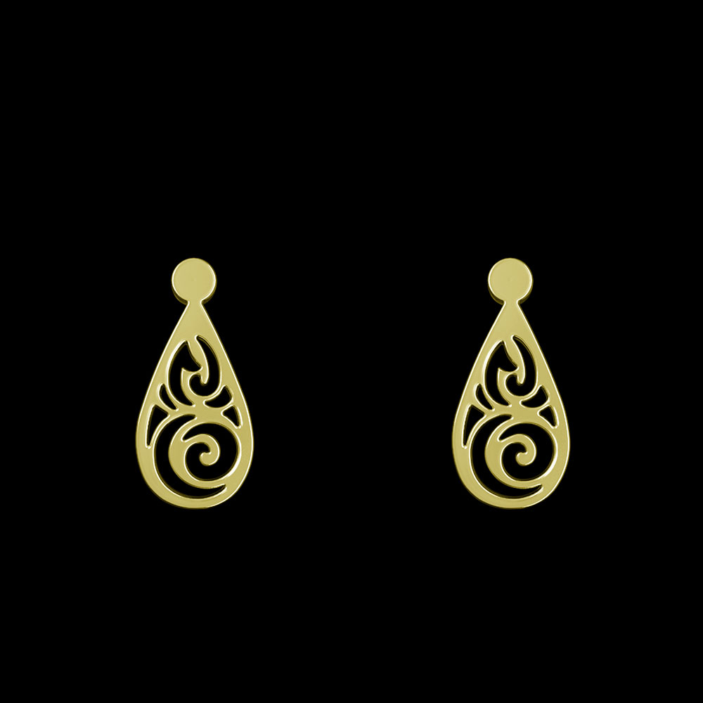 گوشواره طلا 18 عیار زنانه مدوپد مدل هندسی کد GA1-14024