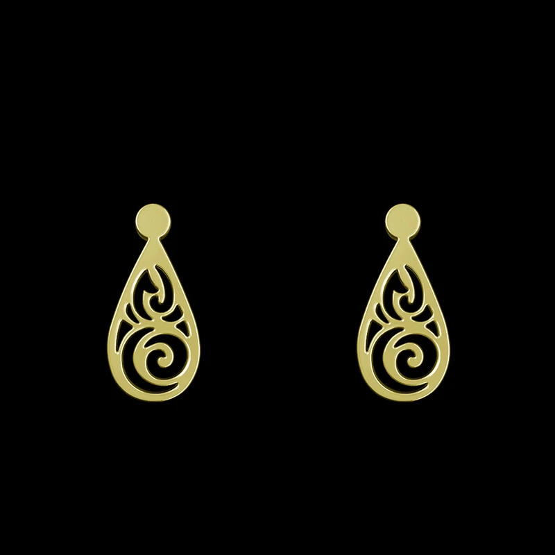 گوشواره طلا 18 عیار زنانه مدوپد مدل هندسی کد GA1-14024