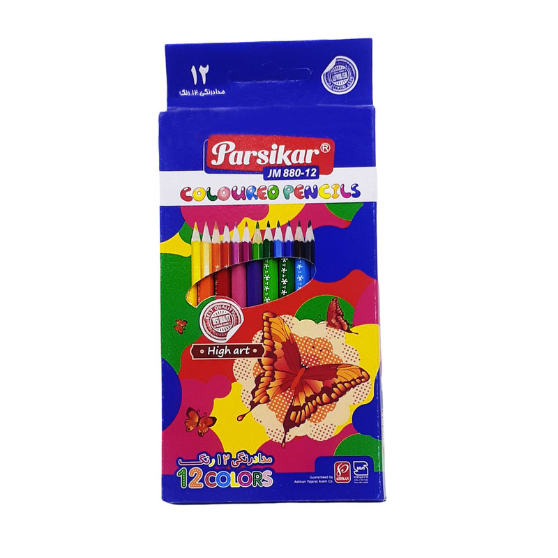 مداد رنگی 12 رنگ پارسیکار مدل JM 880-12