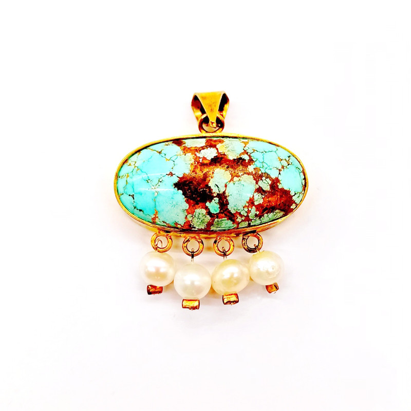 آویز گردنبند نقره زنانه مدل فیروزه