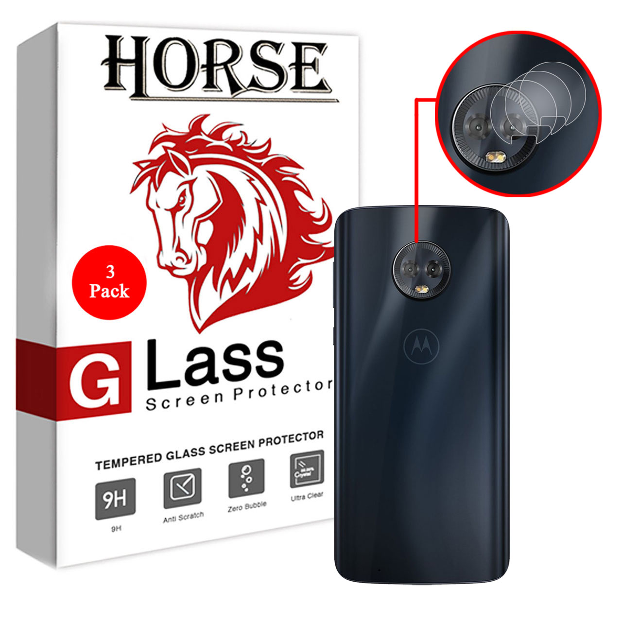 محافظ لنز دوربین هورس مدل UTF مناسب برای گوشی موبایل موتورولا Moto G6 بسته سه عددی