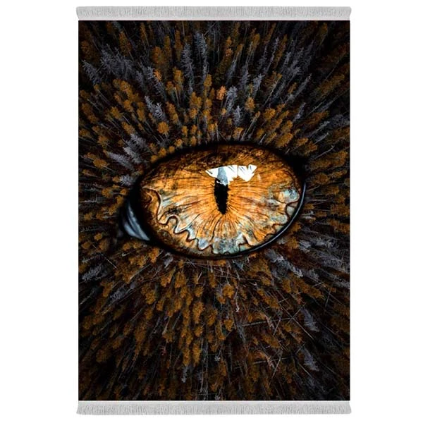 فرش پارچه‌ای دفه مدل فرشینه شانل مخمل طرح فانتزی کد 7076