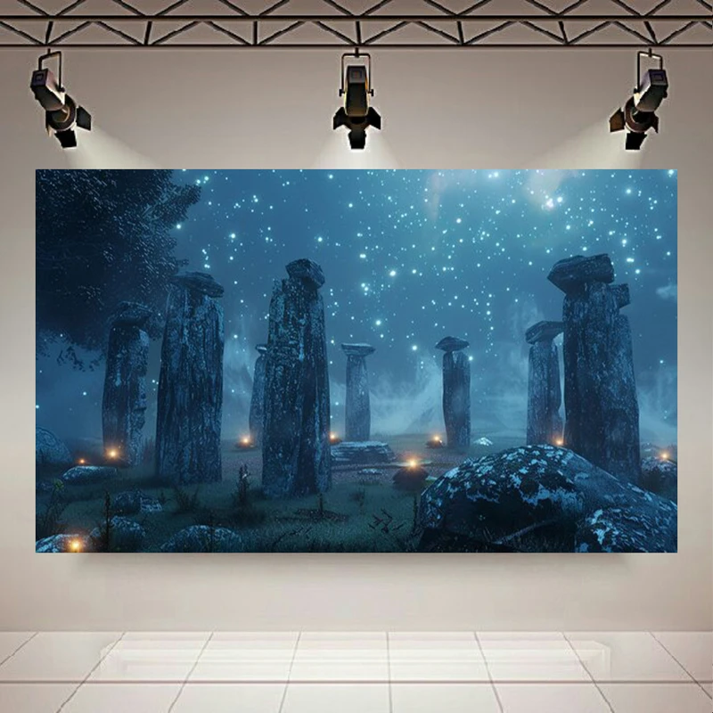 تابلو بوم طرح ستون های ویرانه مدل شب نورانی کد AR303202