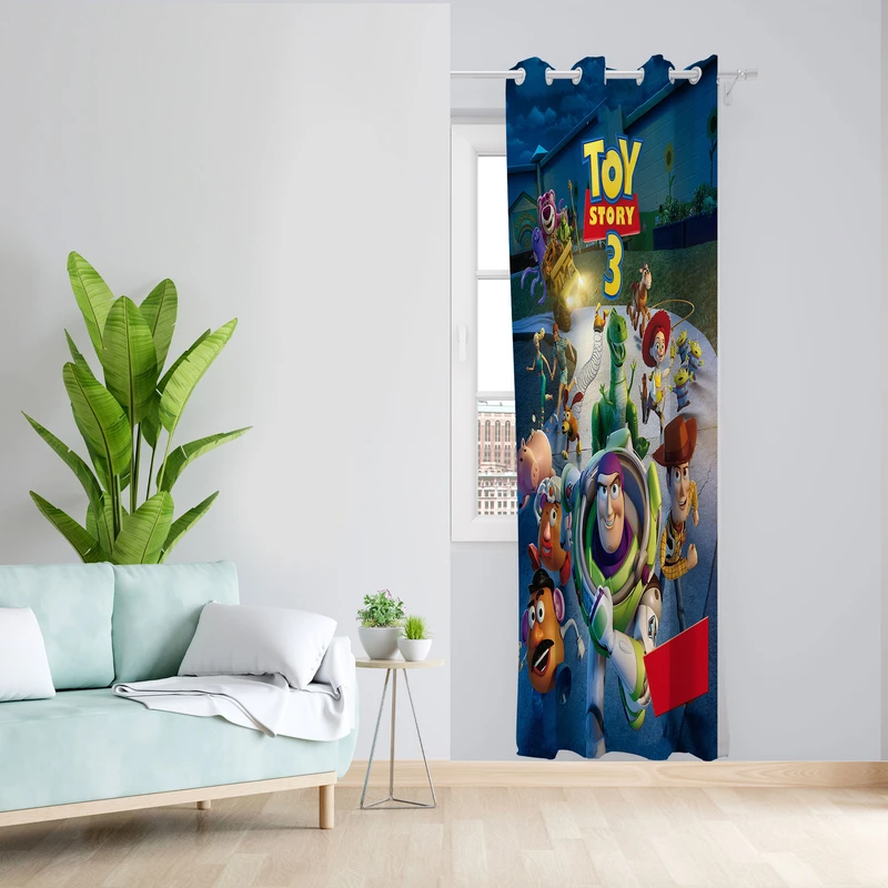  پرده مدل کارتون اسباب بازی ها مخمل پانچی کد 913 سایز 140x280 سانتی متر