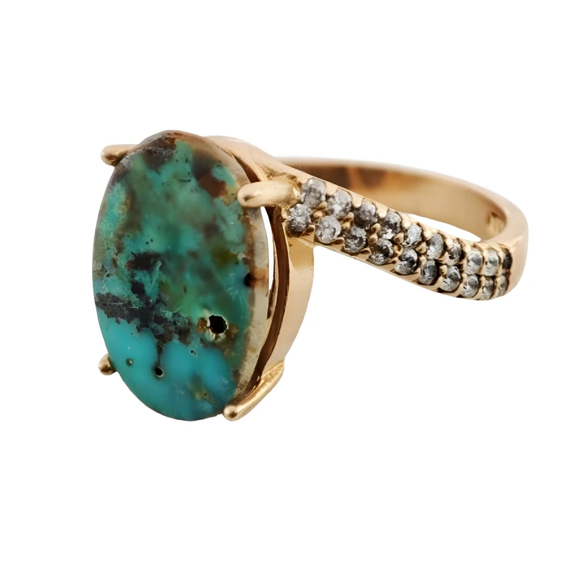 انگشتر زنانه مدل طلا روس فیروزه اصل q037