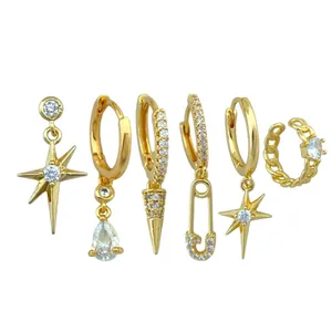 گوشواره زنانه وای اس ایکس مدل سنجاق کد E4169 مجموعه 6 عددی