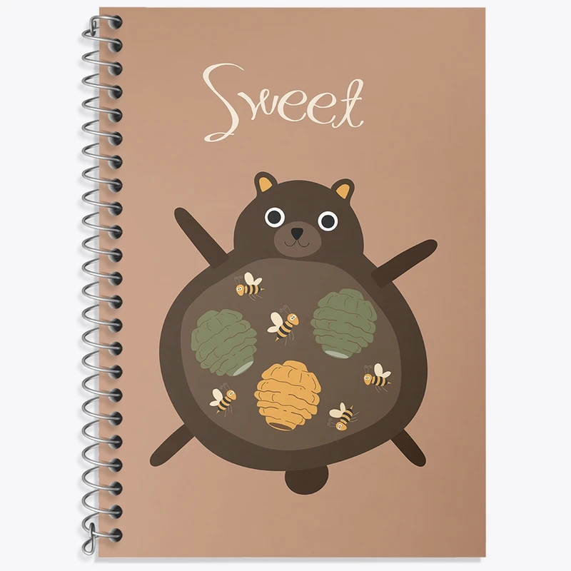 دفتر زبان 50 برگ خندالو مدل دو خط طرح گربه بامزه کد N1484