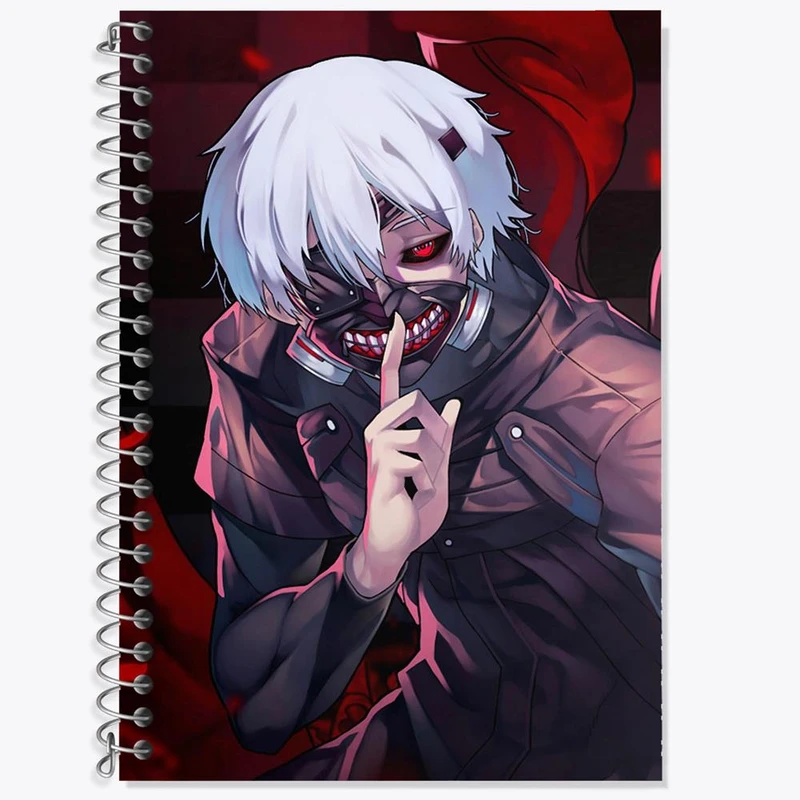 دفتر زبان 50 برگ خندالو مدل سه خط طرح کانکی کن انیمه توکیو غول Tokyo Ghoul کد 11878