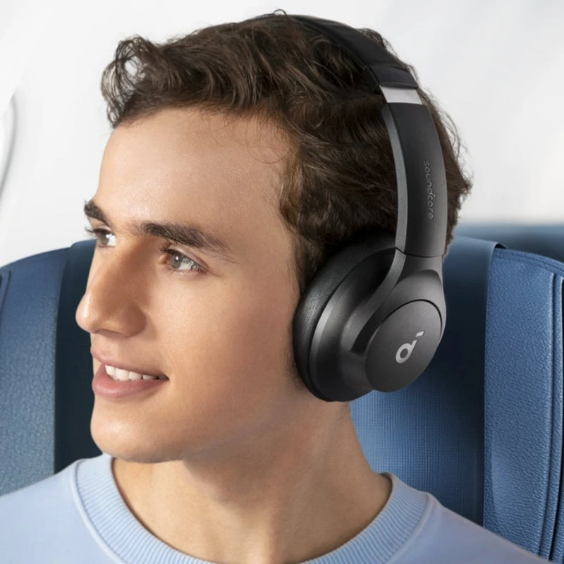 عکس شماره 5 : هدفون بلوتوثی انکر مدل soundcore q20i با نویز کنسلینگ فعال (anc)، درگاه شارژ usb type-c، دارای 2 میکروفون داخلی و 2 میکروفون خارجی، پشتیبانی از صدای hi-res از طریق کابل aux