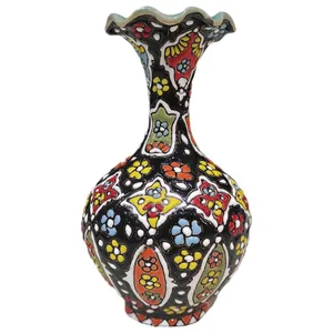 گلدان میناکاری سفالی مدل گل سه پر کد 105