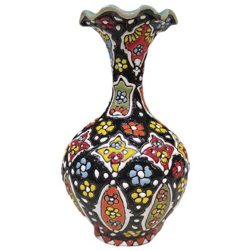 گلدان میناکاری سفالی مدل گل سه پر کد 105