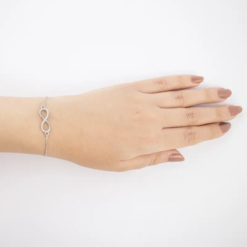 دستبند نقره زنانه آمیتیس مدل بی نهایت AMT-D036