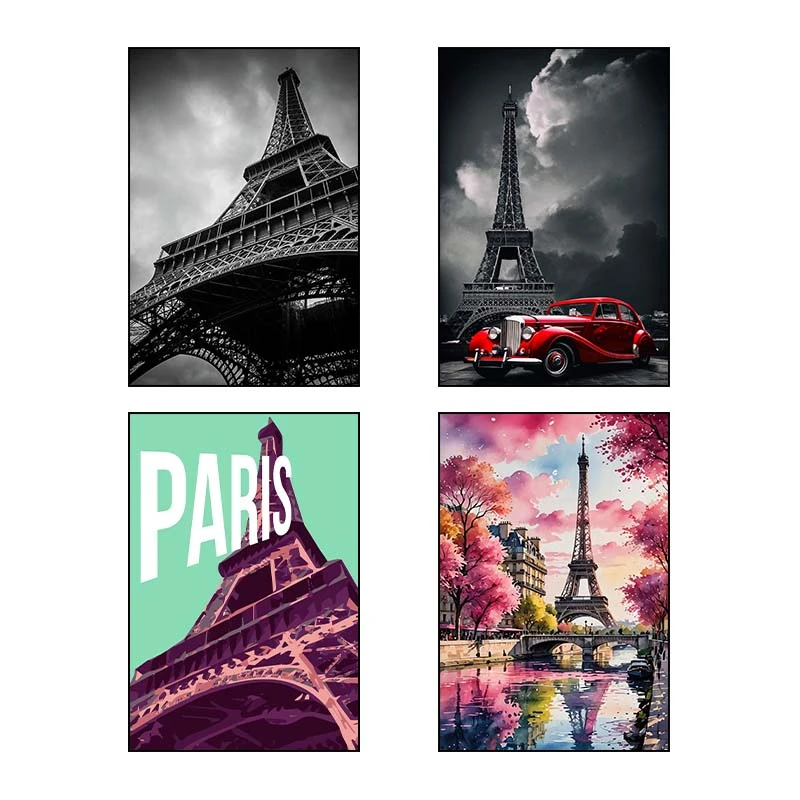 تابلو شاسي کارنيکا طرح پاریس Paris کد 44757 مجموعه 4 عددی