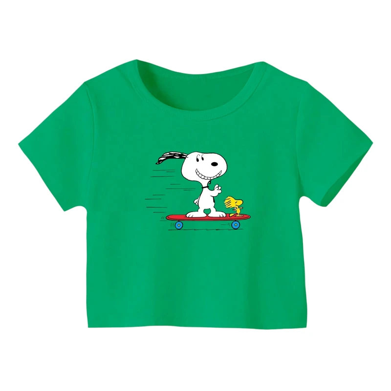 کراپ‌ تی‌شرت آستین کوتاه زنانه مدل اسنوپی کد ۵۶