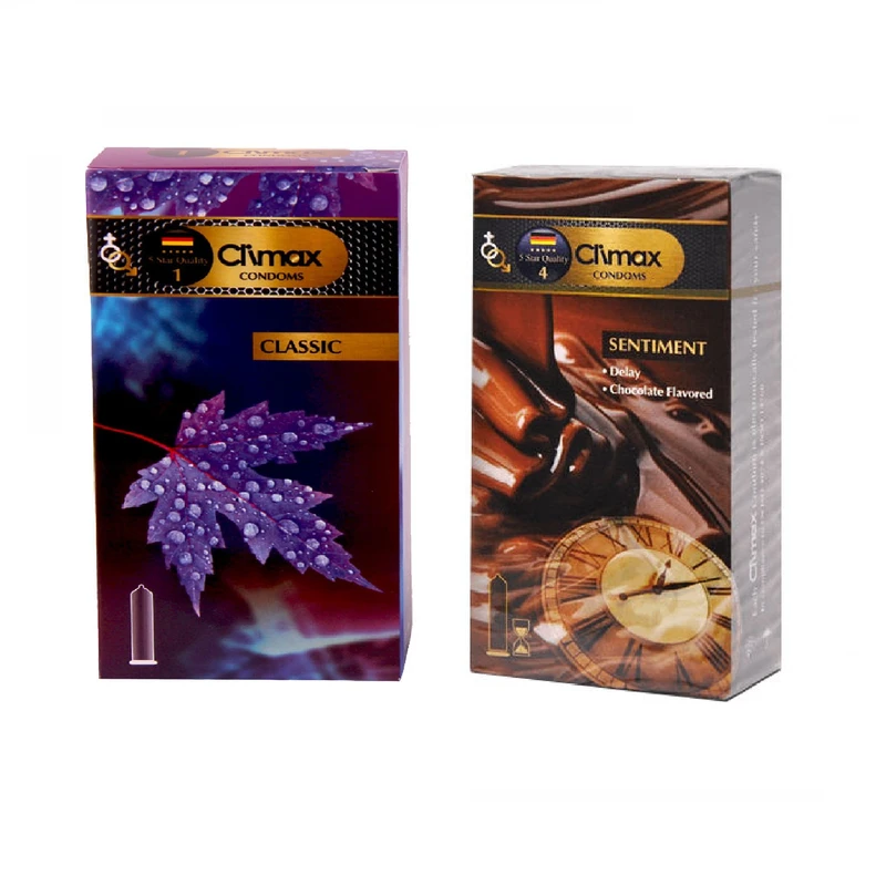 کاندوم کلایمکس مدل classic بسته 12 عددی به همراه کاندوم کلایمکس مدل Sentiment بسته 12 عددی