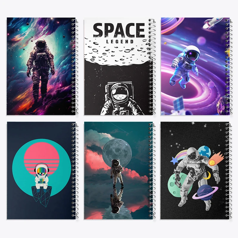 دفتر مشق 50 برگ خندالو طرح فضانورد کد 861 مجموعه 6 عددی