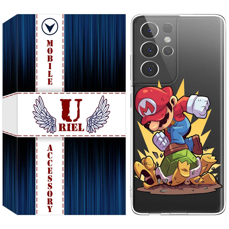 کاور یوریل قاب مدل Clear کد 64 طرح ماریو مناسب برای گوشی موبایل سامسونگ Galaxy S21 Ultra
