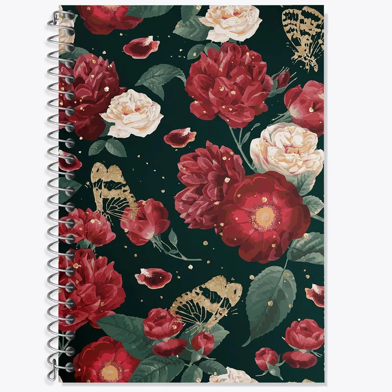 دفتر زبان 50 برگ خندالو مدل سه خط طرح گل گلی کد 29037