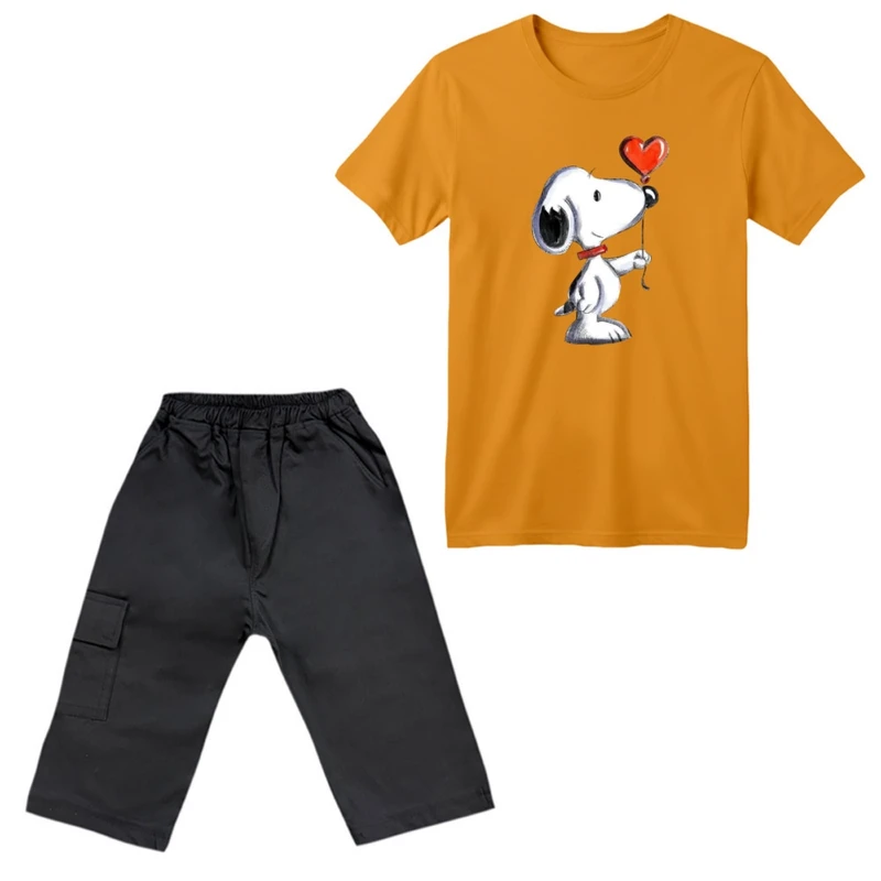 ست تی‌شرت آستین کوتاه و شلوارک پسرانه مدل اسنوپی کد ۳۳