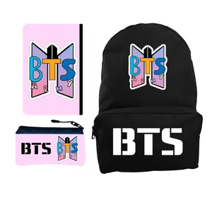 کوله پشتی مدل بی تی اس BTS  کد KP398 به همراه کلاسور و جامدادی