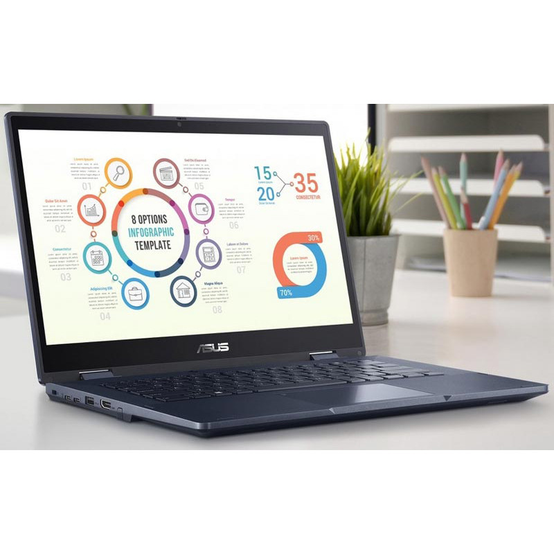 لپ تاپ 14 اینچی ایسوس مدل ExpertBook B3 Flip B3402FVA-Core 5 120U-16GB DDR4 3200MHz-512GB SSD-Touch-Backlit-Fingerprint به همراه ماوس و قلم و کیف