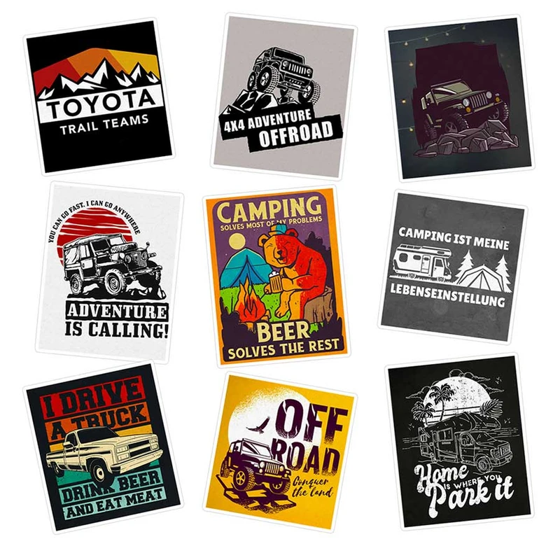  استیکر لپ تاپ ماسا دیزاین طرح camping کد SAM70 مجموعه 9 عددی