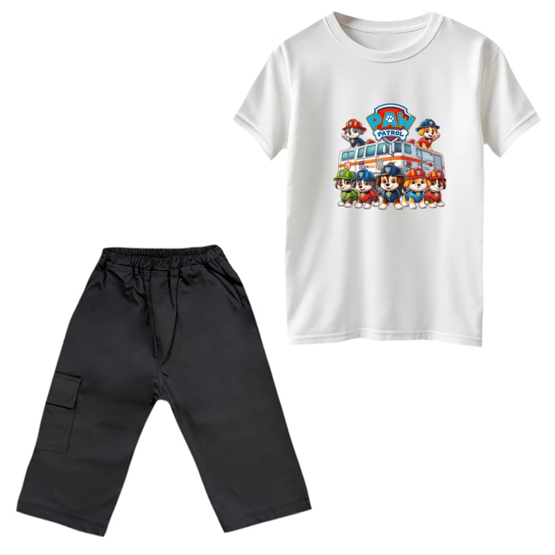 ست تی‌شرت و شلوارک پسرانه مدل سگ نگهبان کد 1