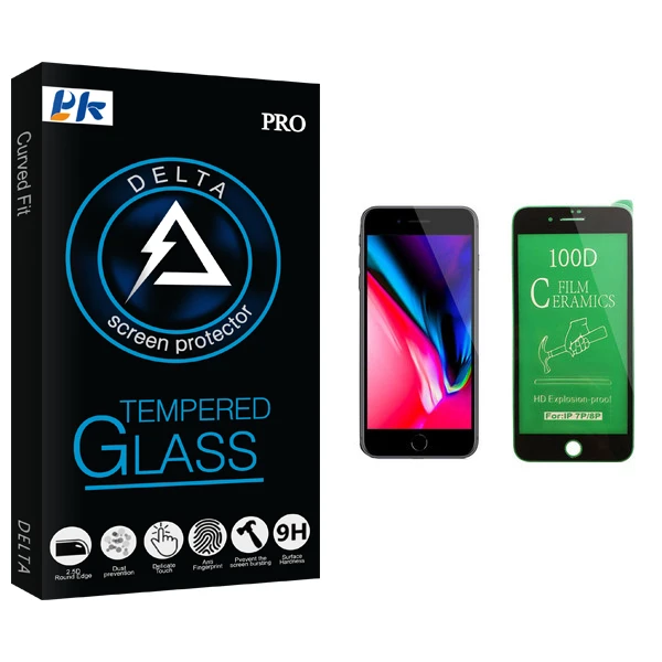 محافظ صفحه نمایش سرامیکی پی کی مدل Delta Glass مناسب برای گوشی موبایل اپل iPhone 7 Plus