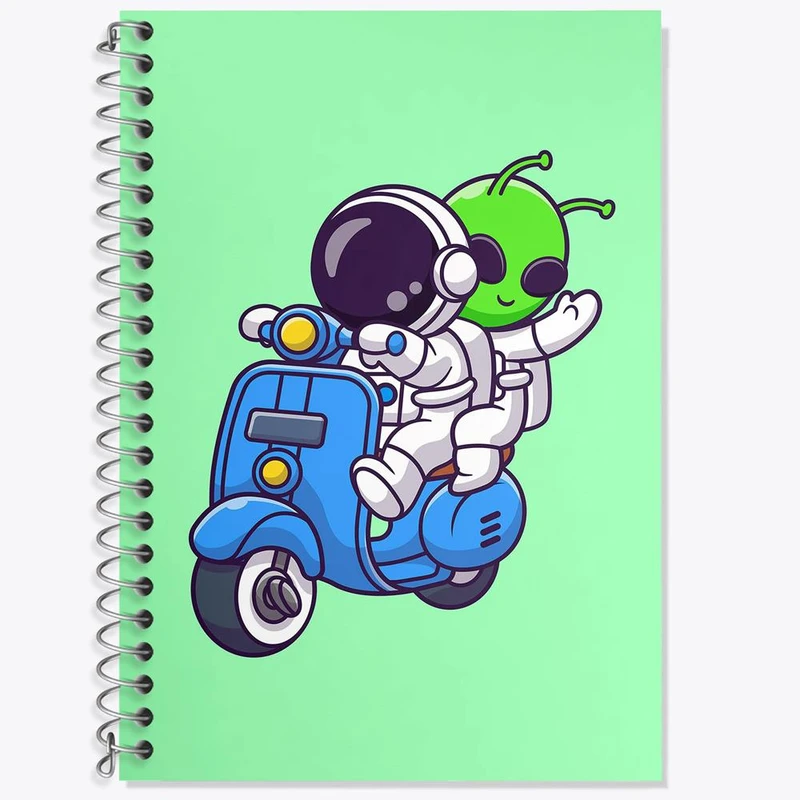 دفتر زبان 50 برگ خندالو مدل دو خط طرح فضانورد کد 25062