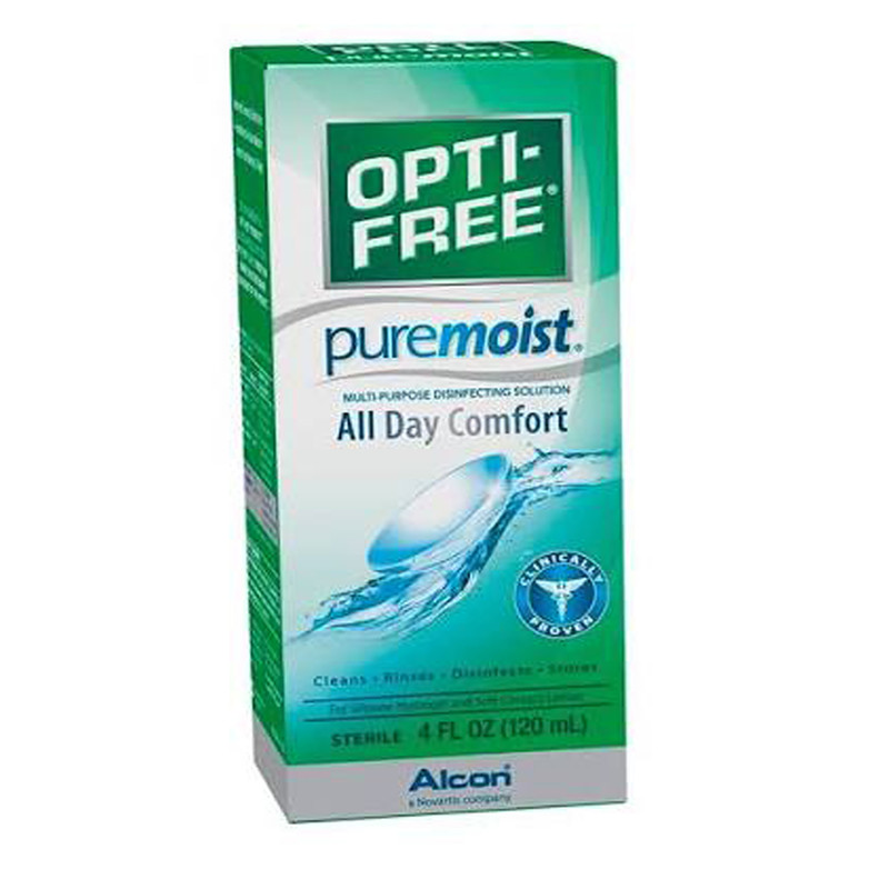 محلول شستشوی لنز اپتی فری مدل pure moist حجم 120 میلی لیتر