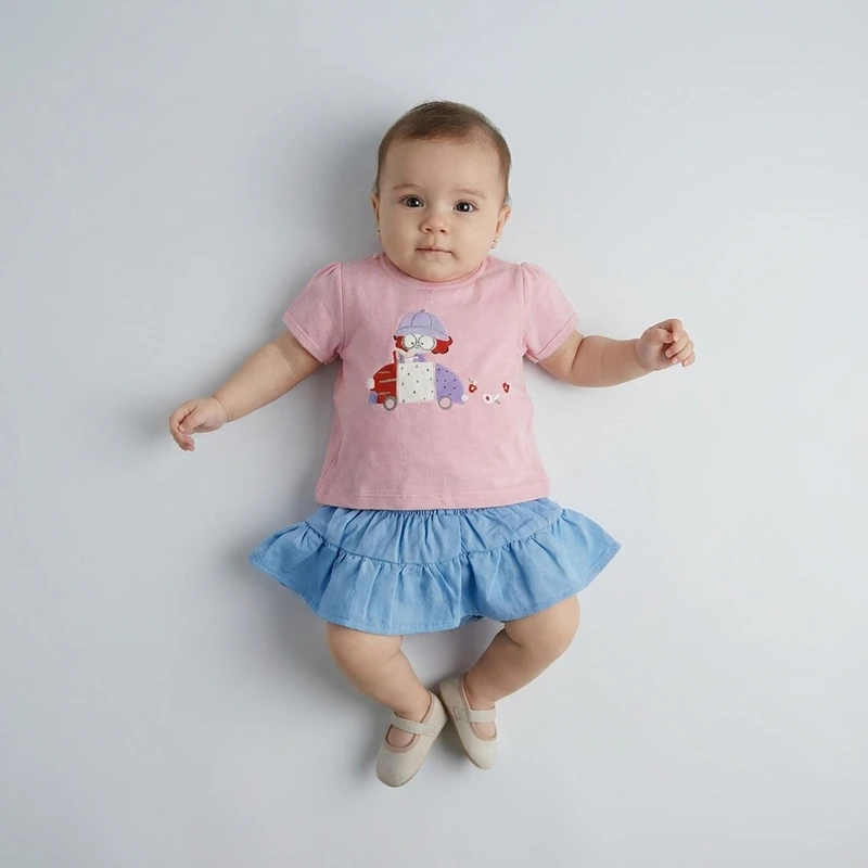 ست تی شرت و دامن نوزادی وان بای وان مدل كيميا