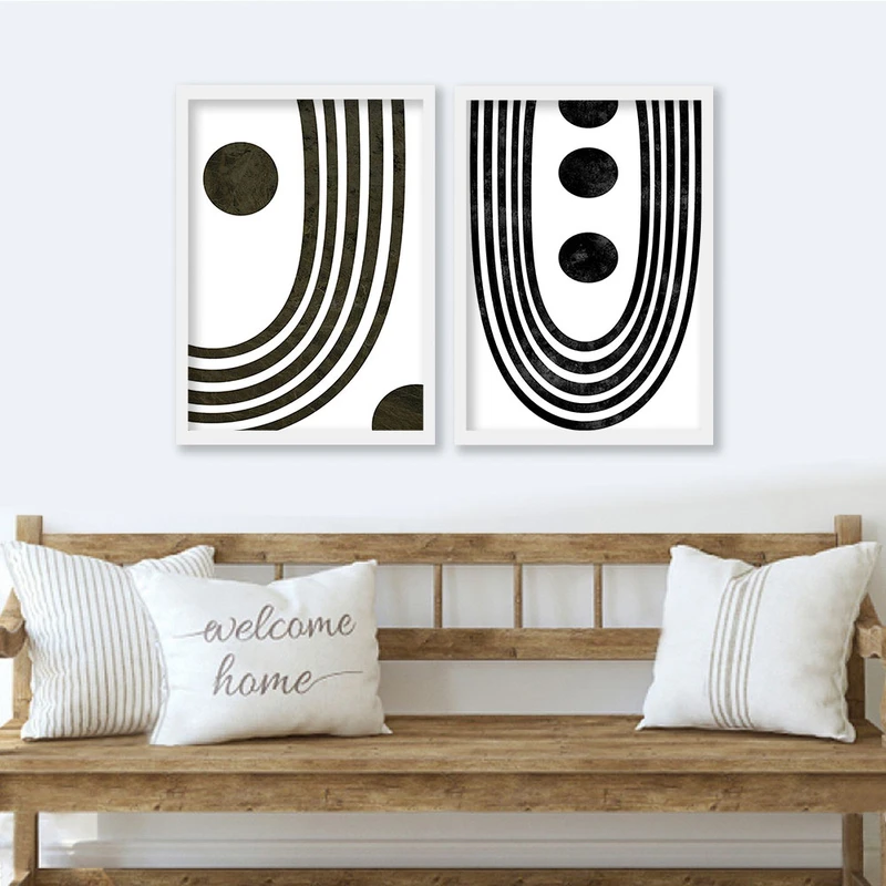 تابلو صبا طرح مدل دکوراتیو انتزاعی کد E563w مجموعه 2 عددی