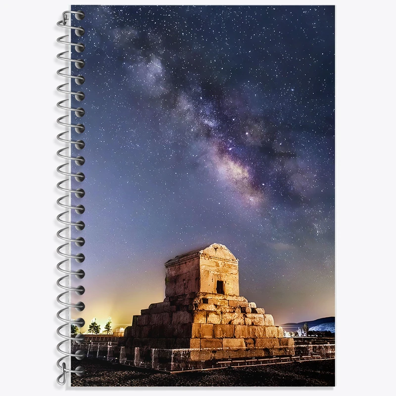 دفتر زبان 50 برگ خندالو مدل سه خط طرح مقبره کوروش کد F6341