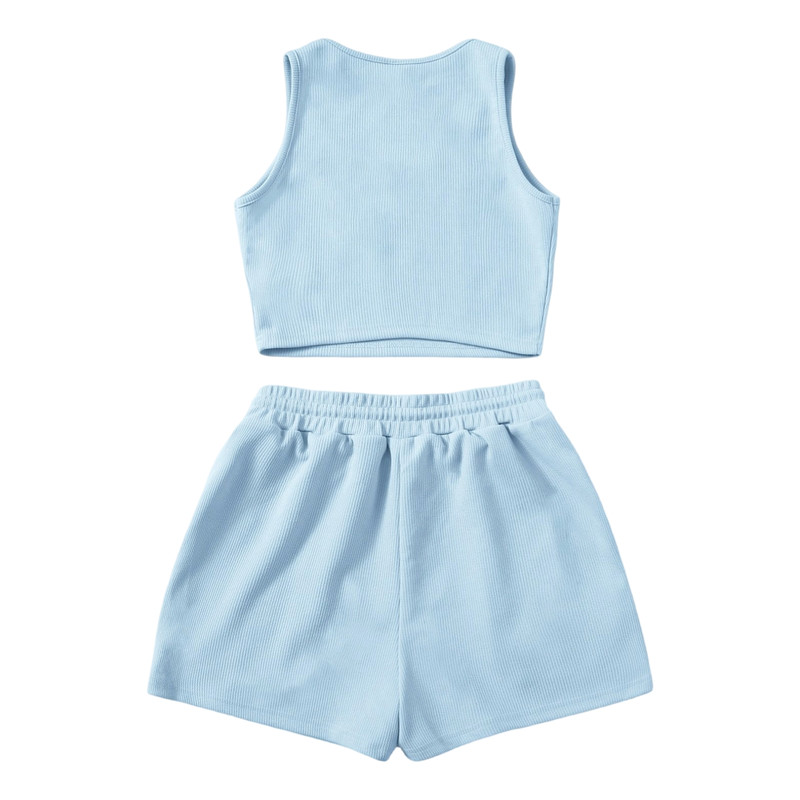 ست کراپ تاپ و شلوارک زنانه آرمادیا مدل کبریتی یقه اسکوپی کد BL16