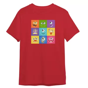 تی شرت آستین کوتاه بچگانه مدل غولهای شاد کد 0437 رنگ قرمز