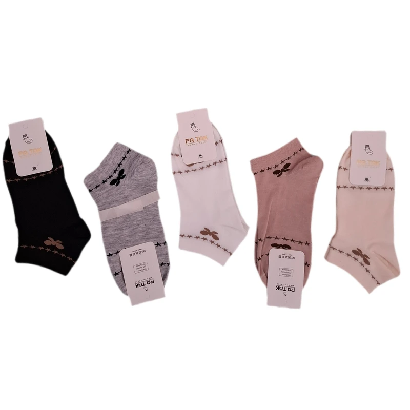 جوراب ساق کوتاه زنانه مدل پاپیونی  بسته 5 عددی