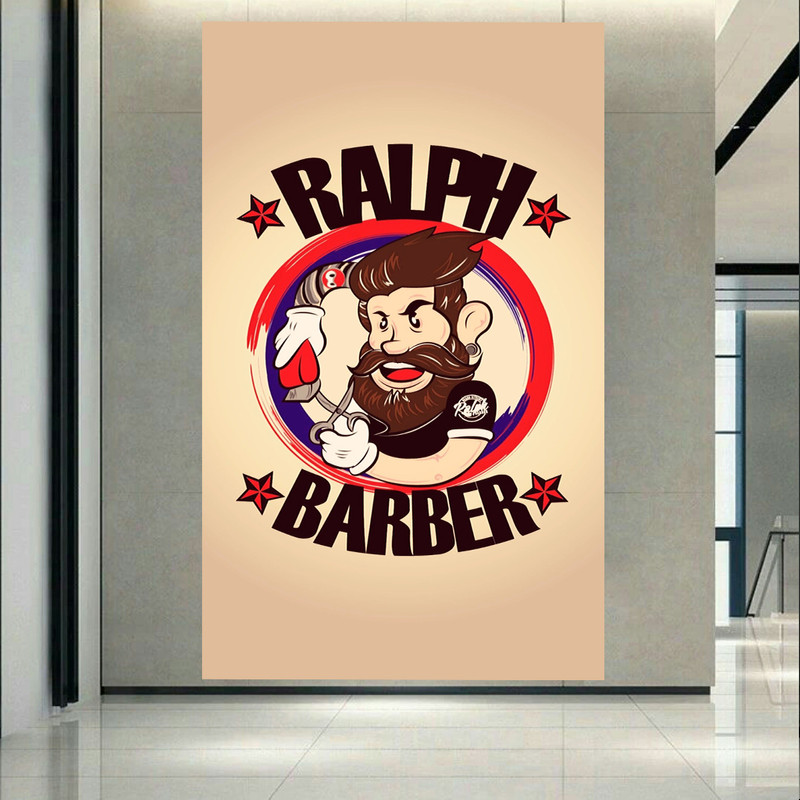 پوستر پارچه ای طرح آرایشگاه مردانه مدل Ralph Barber کد ARY48