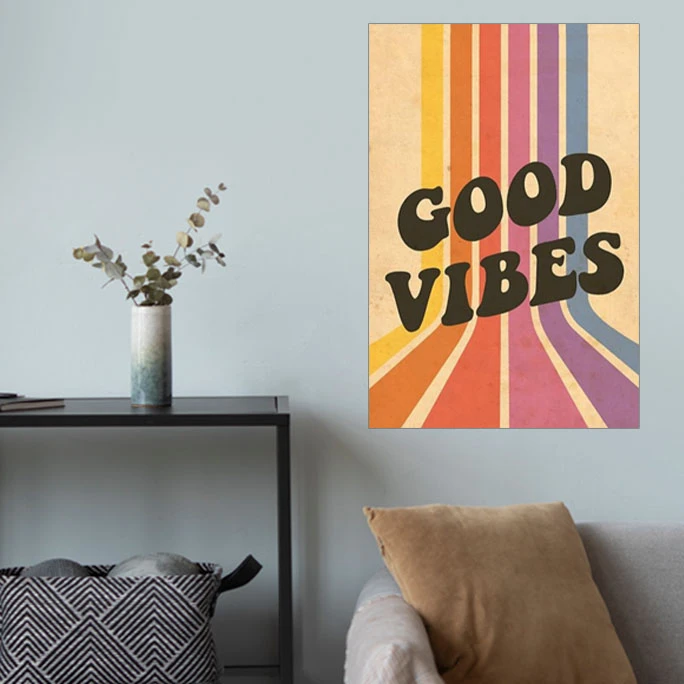 پوستر گوفی مدل والپیپر آرت حال خوش طرح Good Vibes Art Wallpaper کد YLW56