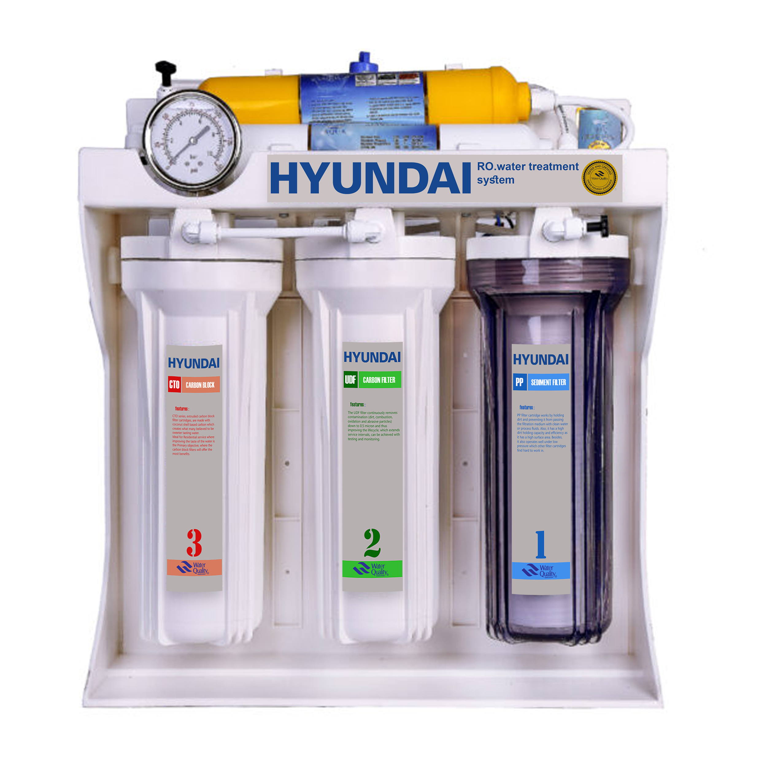 دستگاه تصفیه کننده آب هیوندای مدل Hu-06-P به همراه فیلتر تصفیه آب کد HU-F3S مجموعه 3 عددی