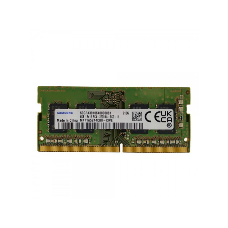 رم لپ‌تاپ DDR4 تک کاناله 4 گیگابایت سامسونگ مدل SODIMM با فرکانس 3200 مگاهرتز و تایمینگ CL19