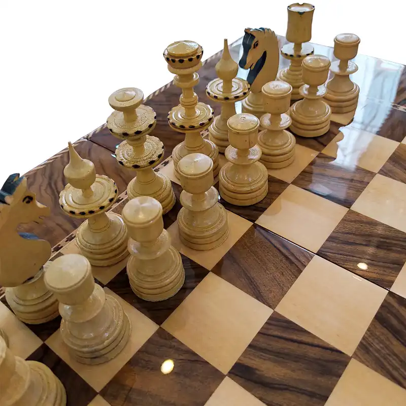 صفحه شطرنج معرق کاری مدل ریشه گردو کد T6