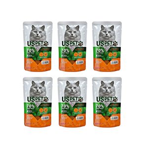 پوچ گربه بالغ یو اس پت مدل Fresh Meat Pack با طعم گوشت گاو، بوقلمون وزن 100 گرم بسته 6 عددی