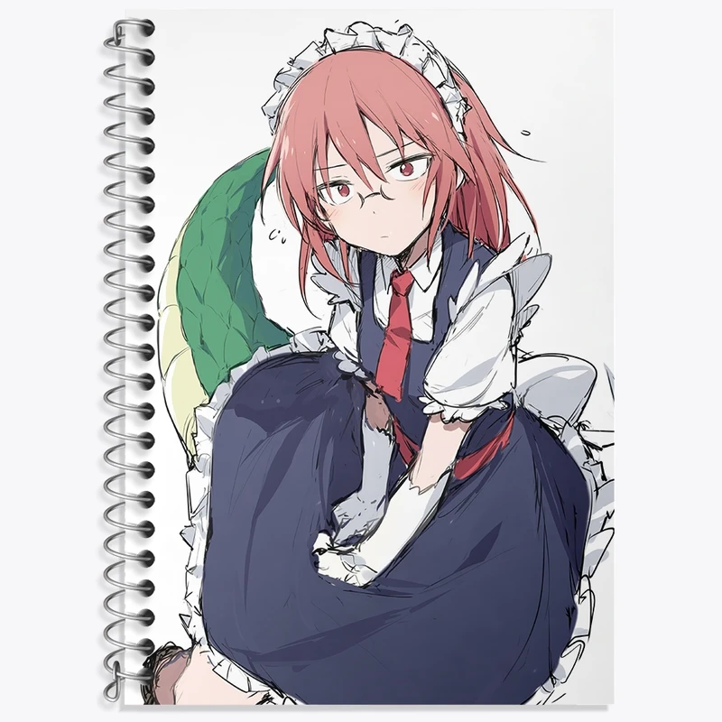 دفتر زبان 50 برگ خندالو مدل دو خط طرح انیمه اژدهای خدمتکار کوبایاشی کد 36296