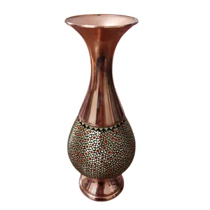 گلدان خاتم کاری مسی مدل خاتم شیشی کد 140406